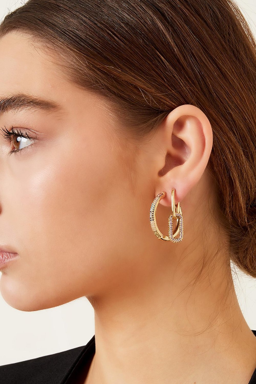 Strass-Ohrringe Weißgold Kupfer h5Bild2